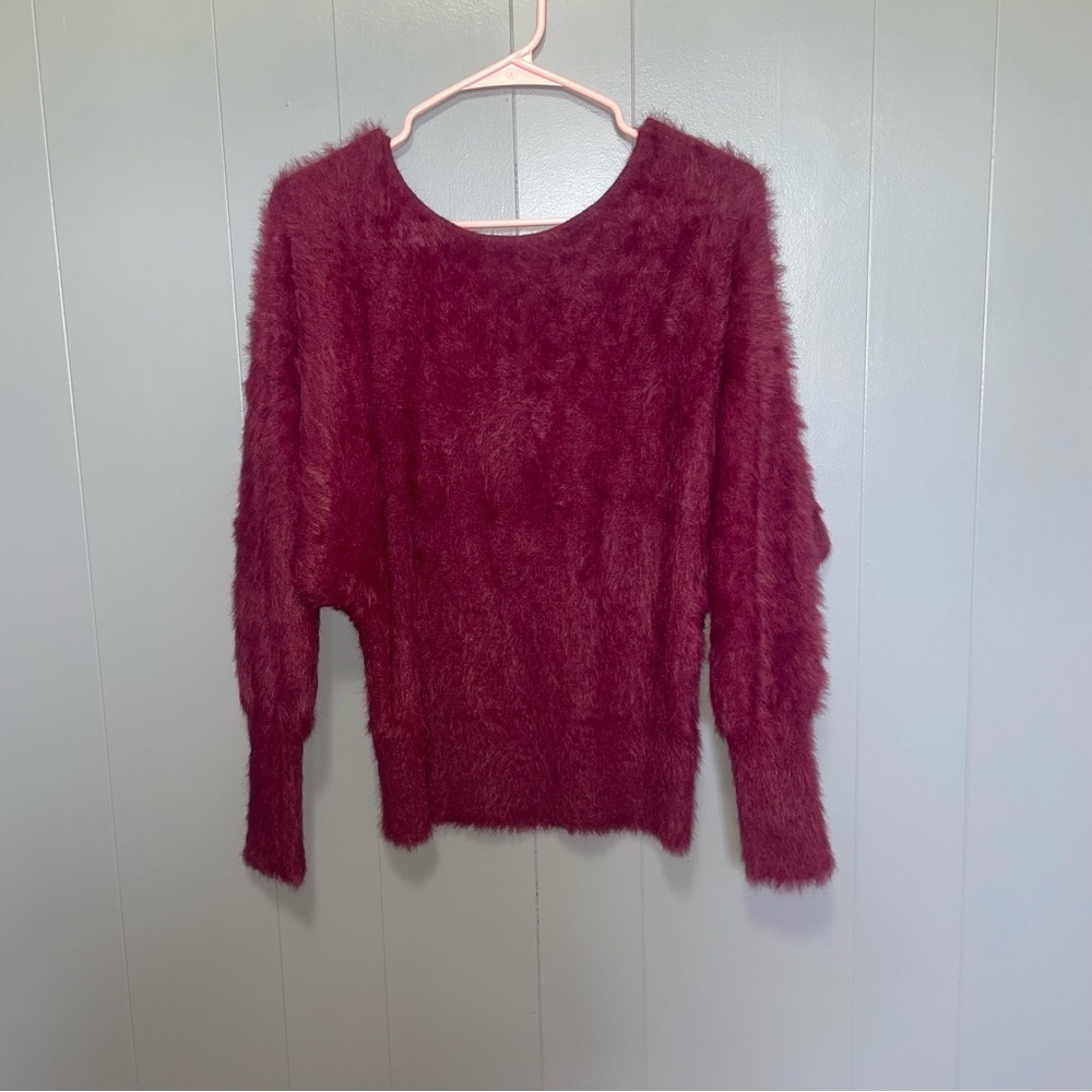 Anthropologie Ember Eyelash Sweater in Maroon Red Extra Small XS - Picture 5 of 11